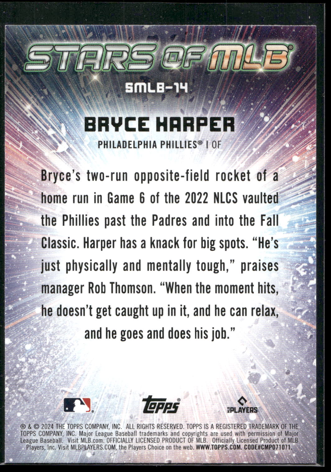 2024 Topps #SMLB-14 Bryce Harper Stars of MLB