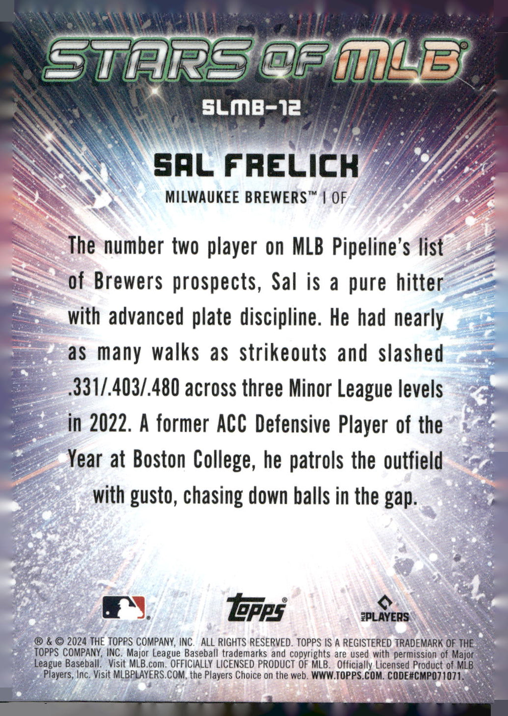 2024 Topps #SLMB-12 Sal Frelick Stars of MLB
