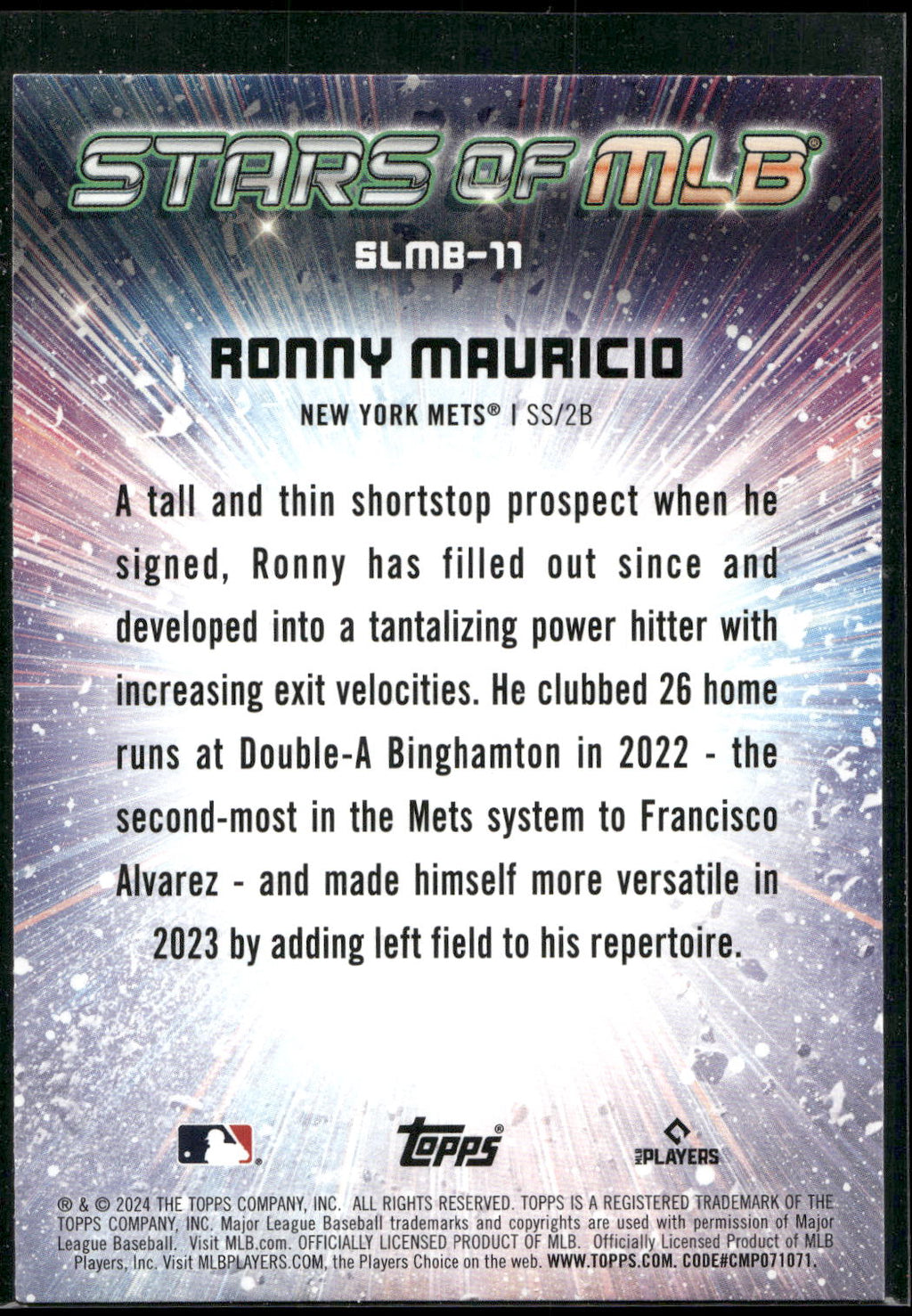 2024 Topps #SLMB-11 Ronny Mauricio Stars of MLB