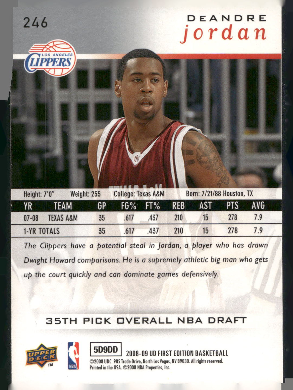 2008-09 Upper Deck First Edition #246 DeAndre Jordan