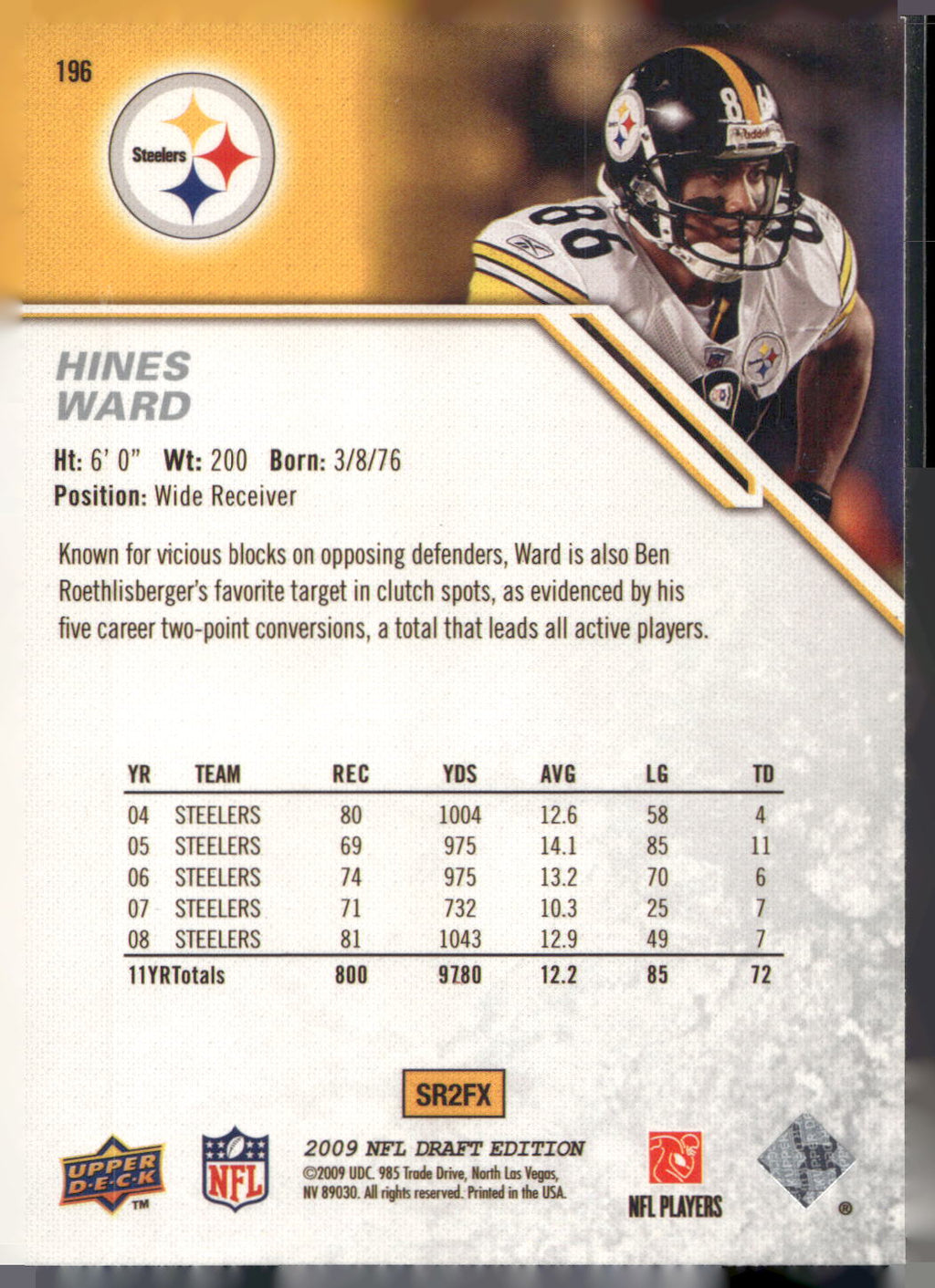 2009 Upper Deck Draft Edition #196 Hines Ward