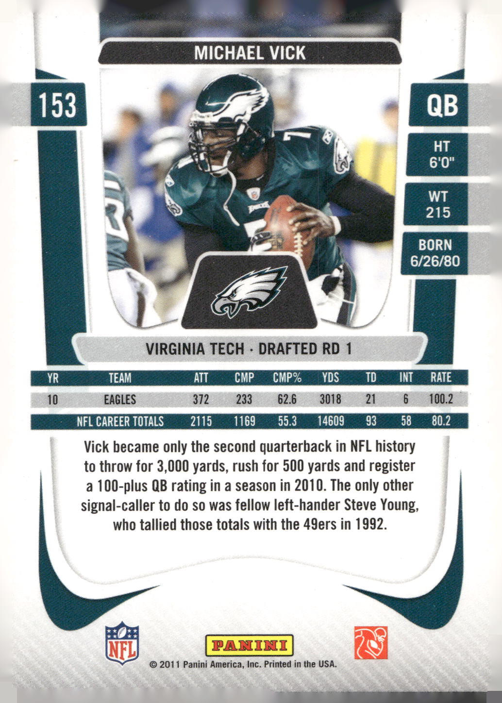 2011 Panini Prestige #153 Michael Vick