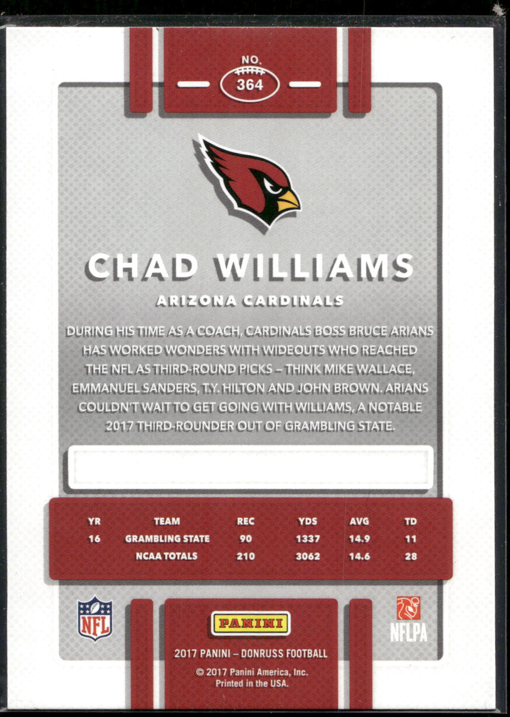 2017 Donruss #364 Chad Williams Press Proof Blue