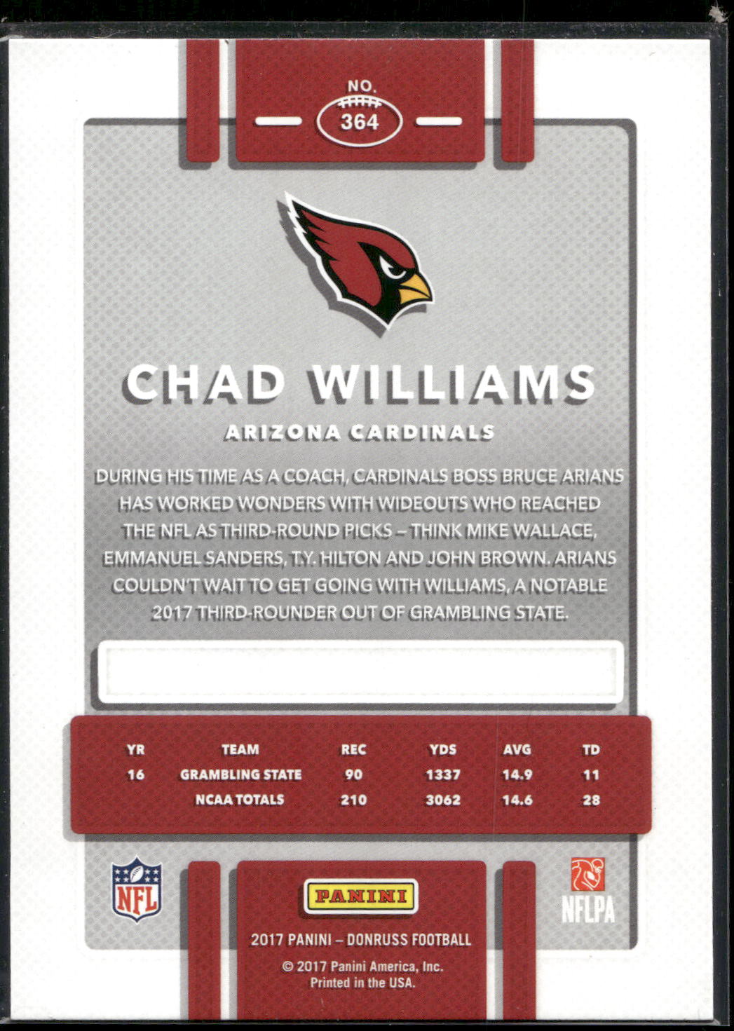 2017 Donruss #364 Chad Williams Press Proof Blue