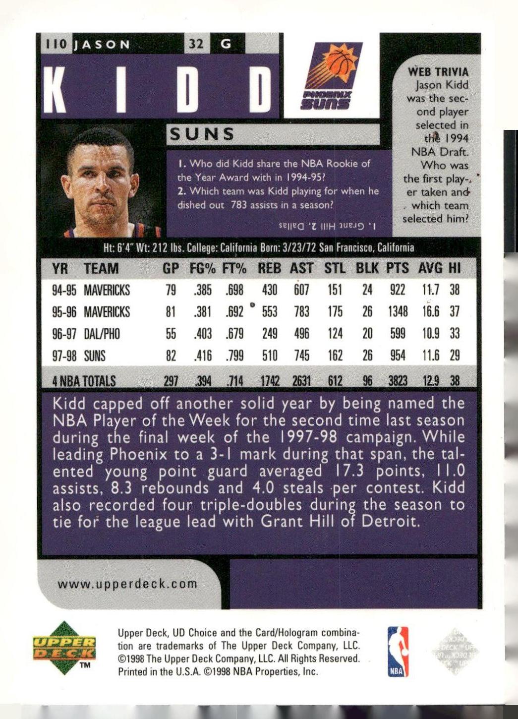 1998-99 UD Choice #110 Jason Kidd