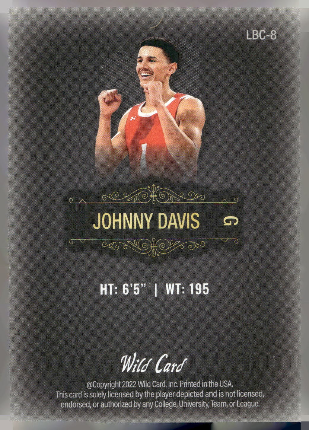 2022 Wild Card Matte #LBC-8 Johnny Davis Limited Base Cards Black