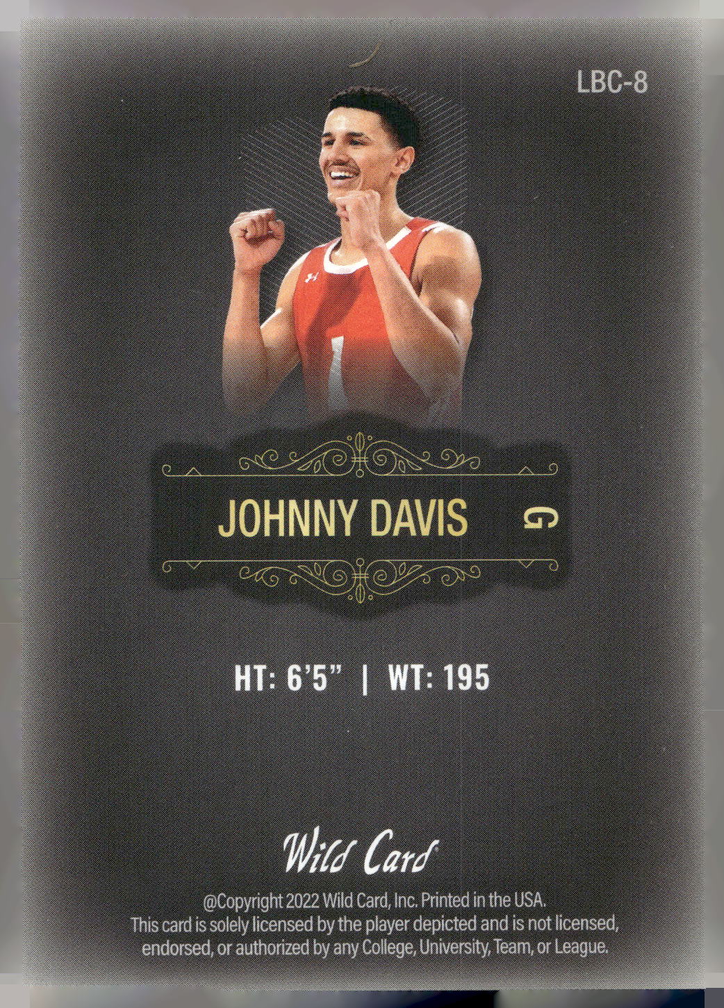 2022 Wild Card Matte #LBC-8 Johnny Davis Limited Base Cards Black