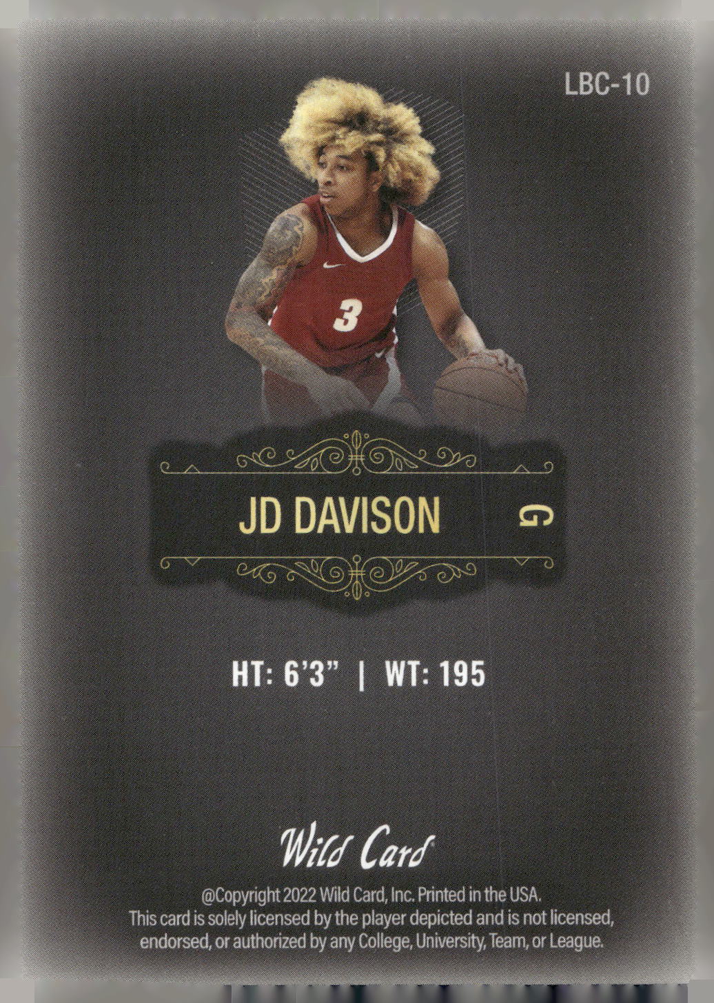 2022 Wild Card Matte #MB-33 JD Davison Black