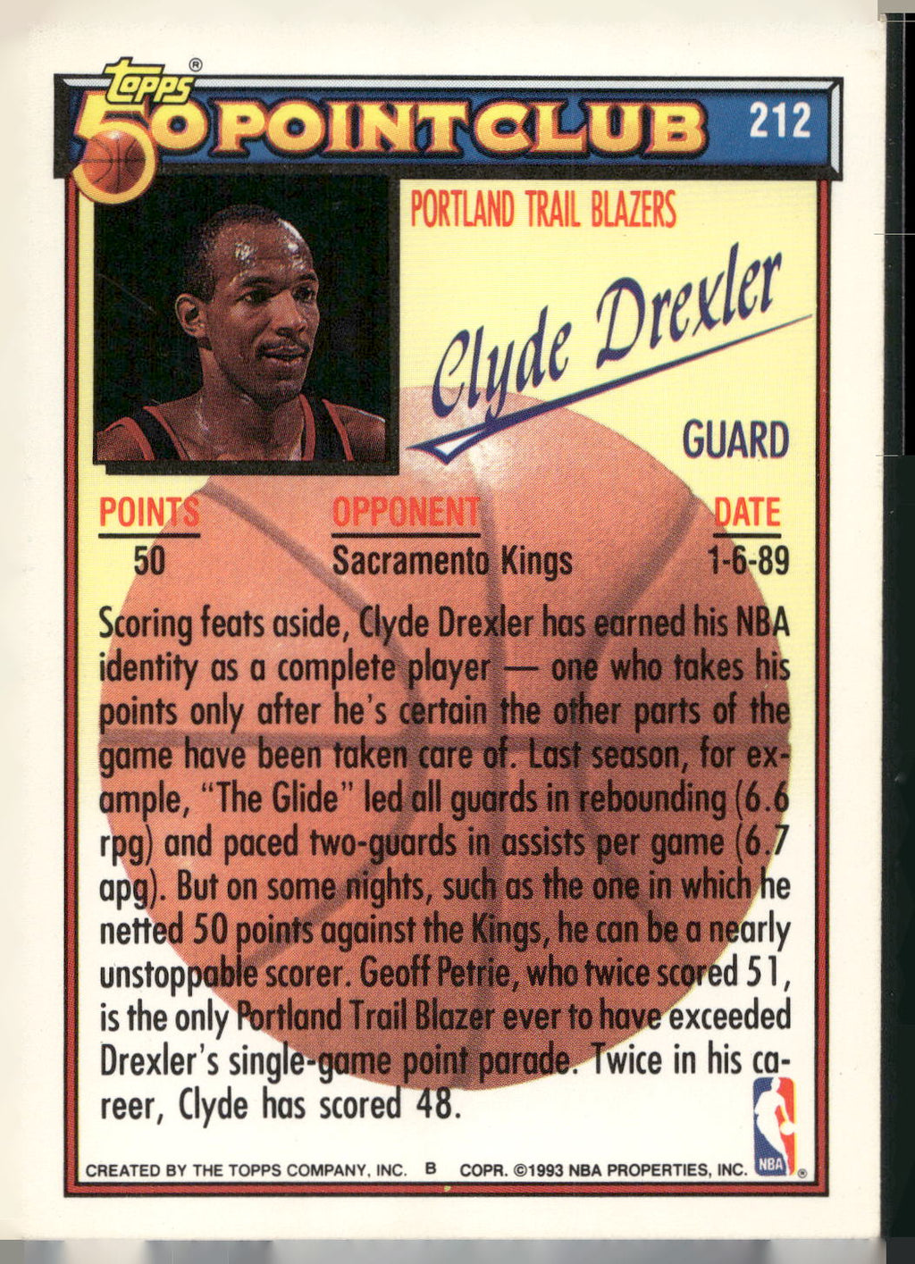 1992-93 Topps #212 Clyde Drexler