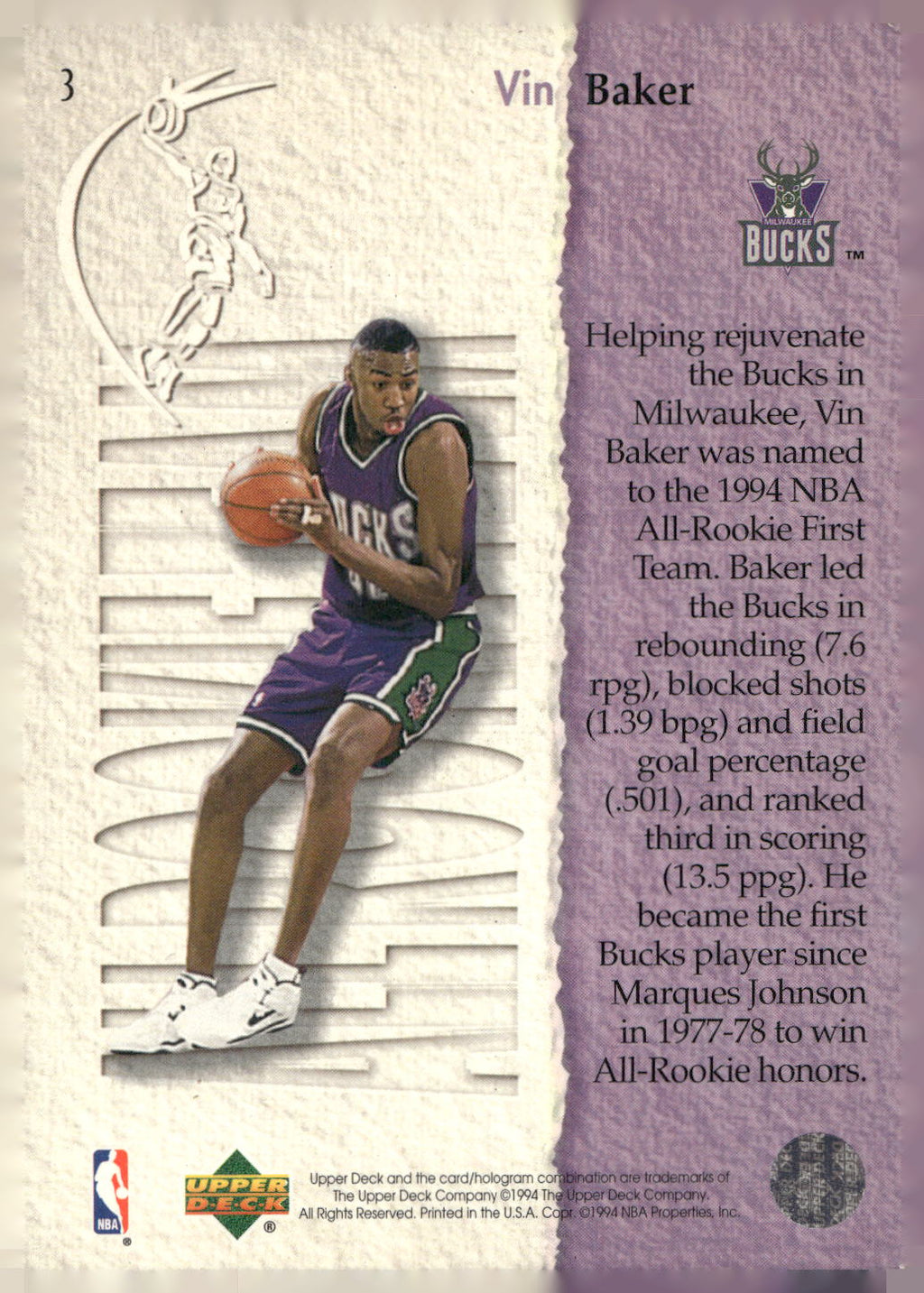 1994-95 Upper Deck #3 Vin Baker