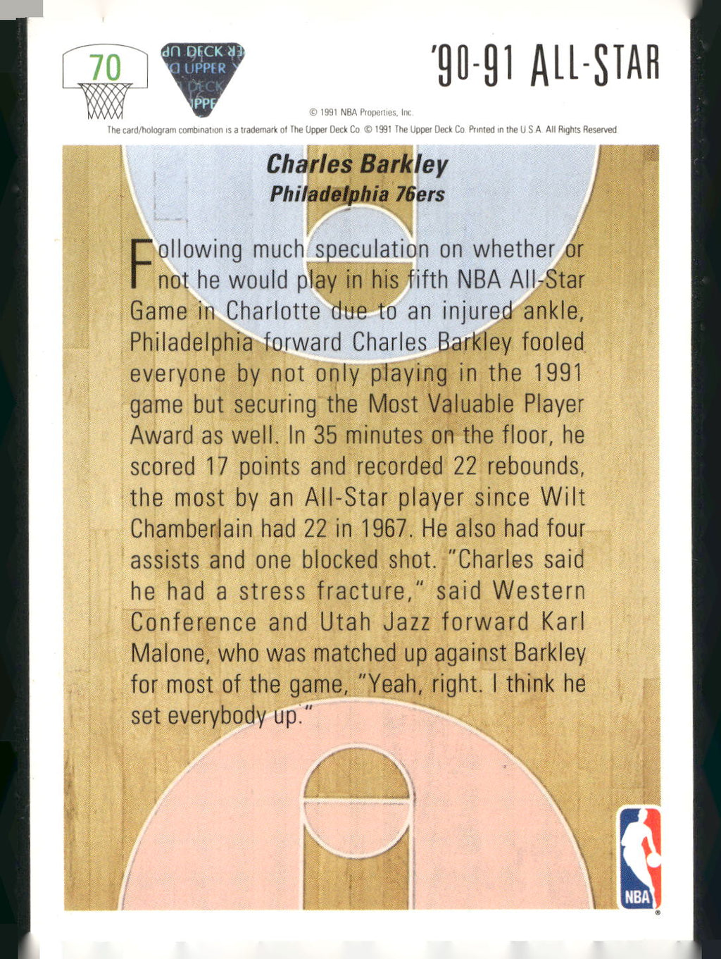 1991-92 Upper Deck #70 Charles Barkley
