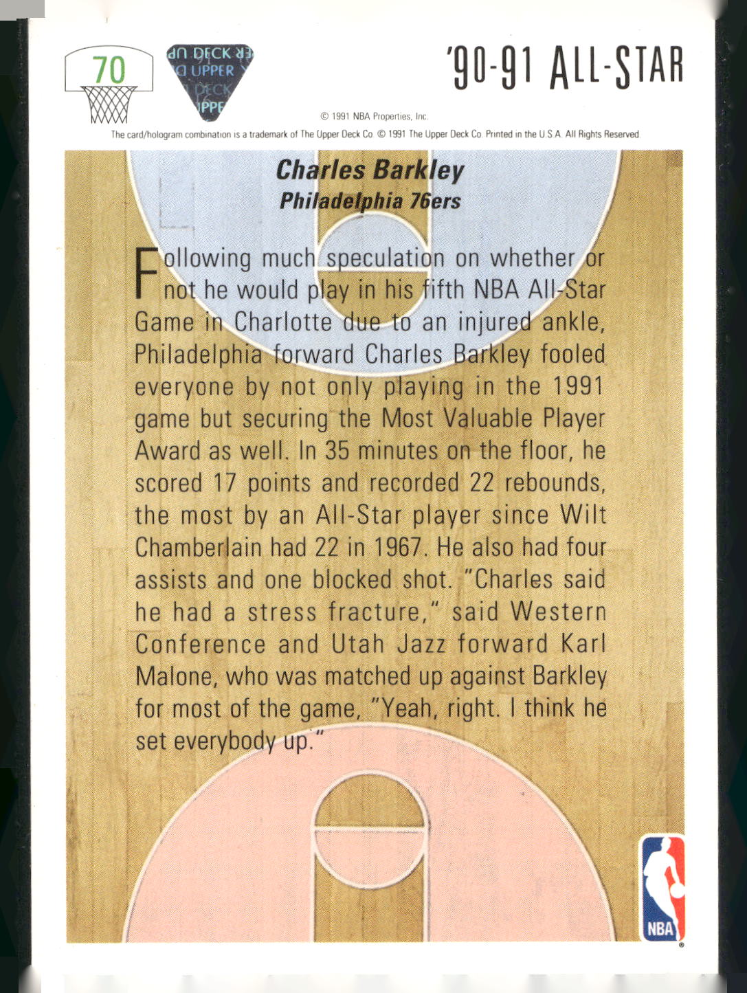 1991-92 Upper Deck #70 Charles Barkley