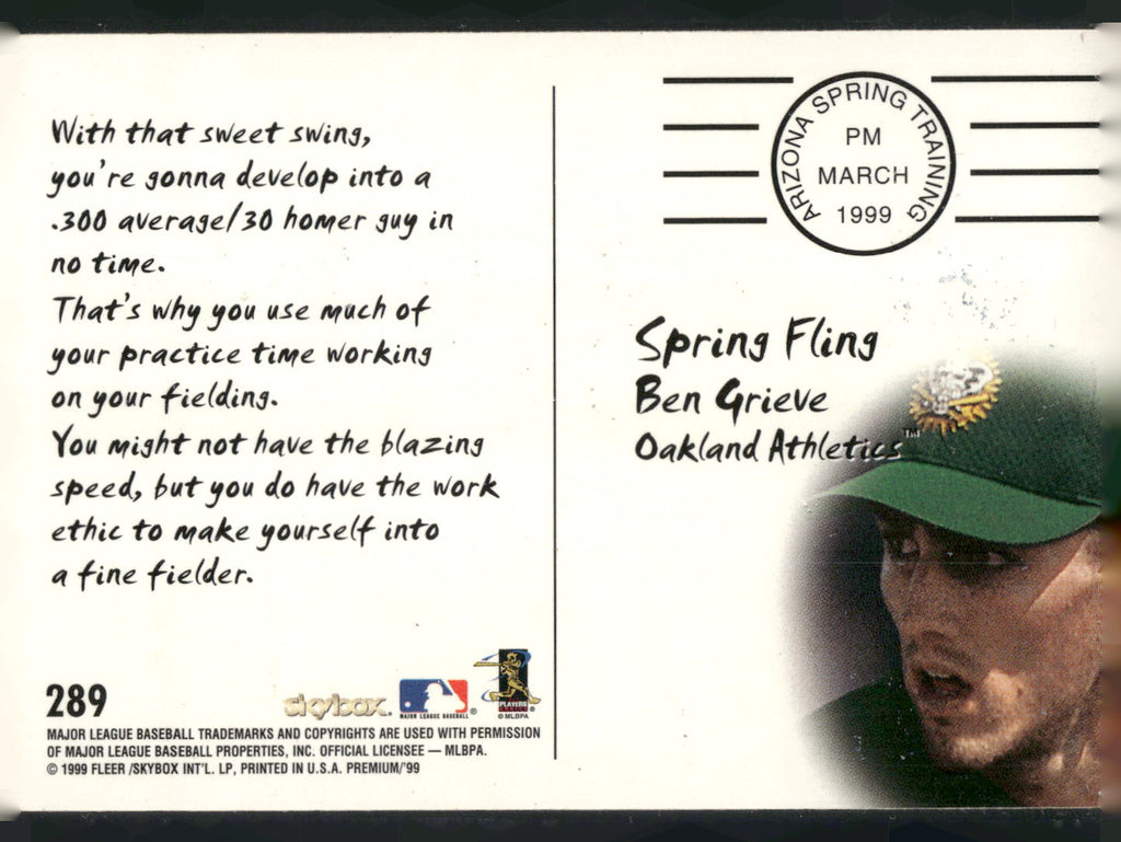 1999 SkyBox Premium #289 Ben Grieve