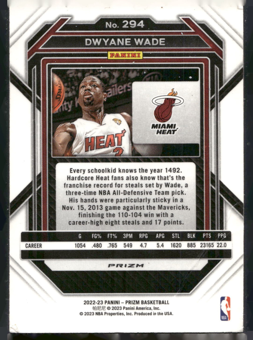 2022-23 Panini Prizm #294 Dwyane Wade Prizms Hyper