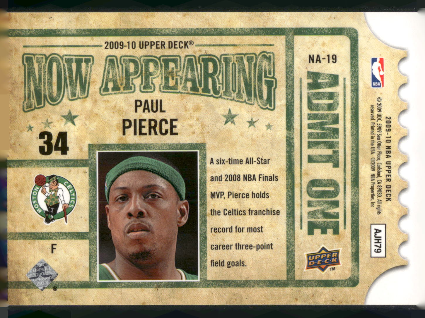 2009-10 Upper Deck #NA-19 Paul Pierce Now Appearing