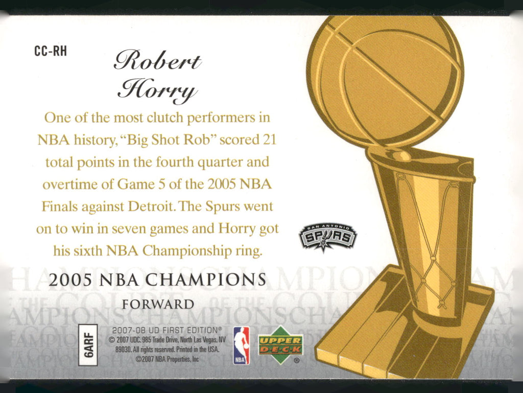 2007-08 Upper Deck First Edition #CC-RH Robert Horry Champions of the Court