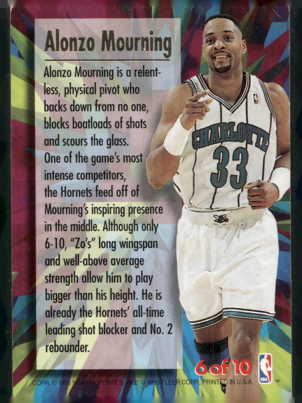 1995-96 Ultra #6 Alonzo Mourning Ultra Power