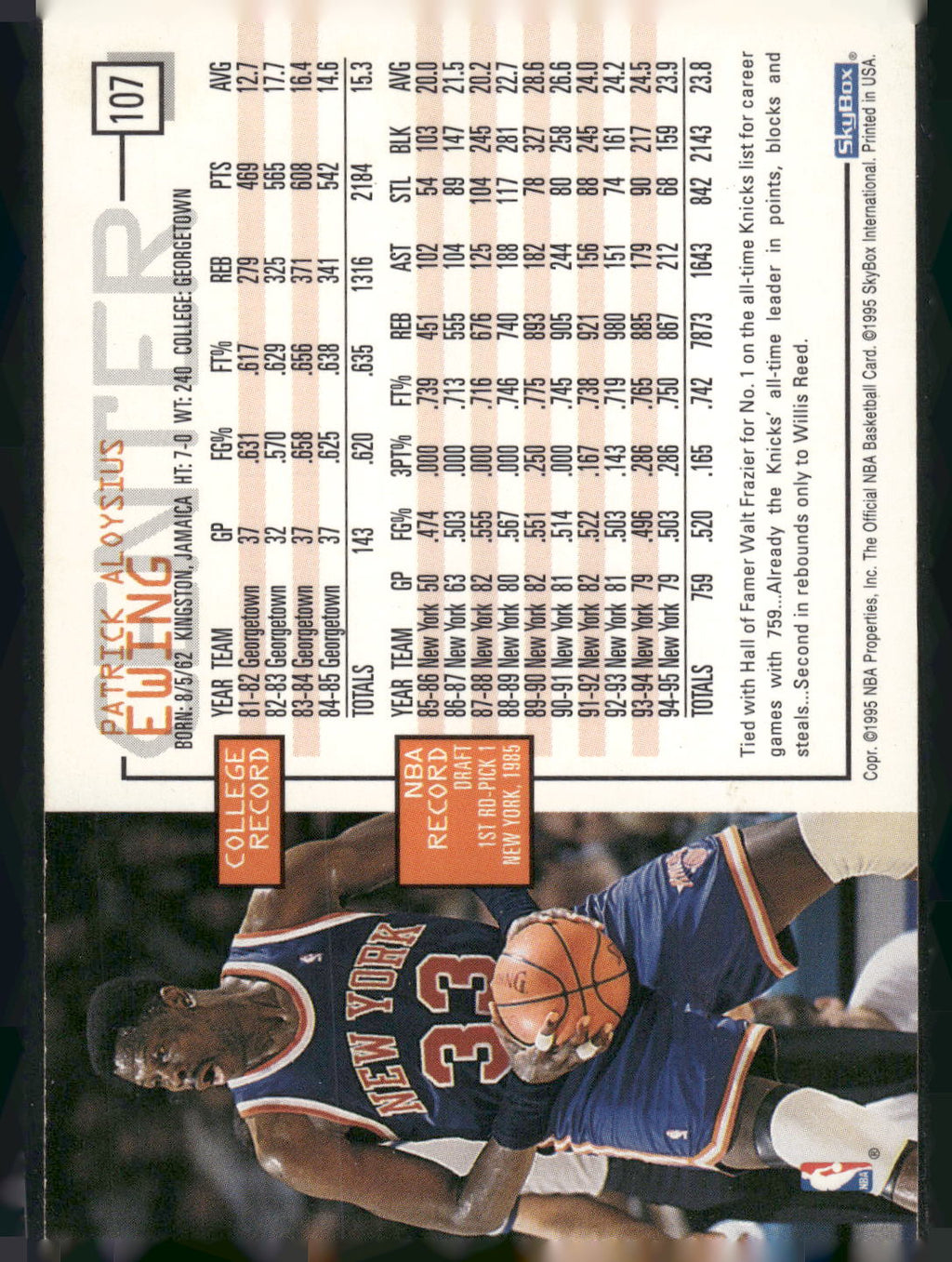 1995-96 Hoops #107 Patrick Ewing