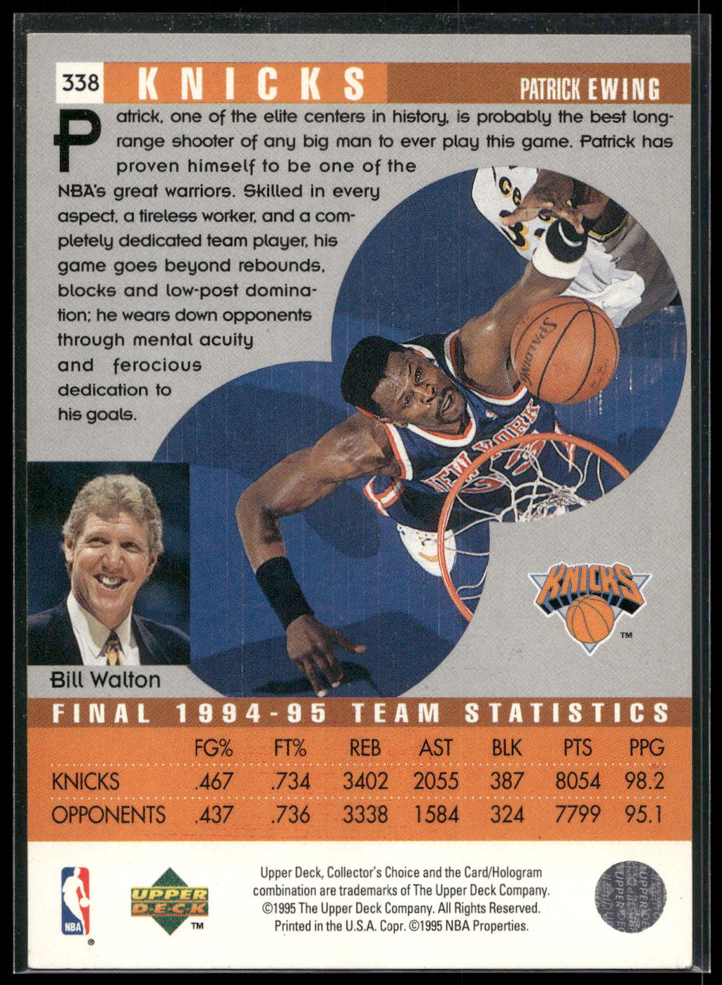 1995-96 Collector's Choice #338 Patrick Ewing