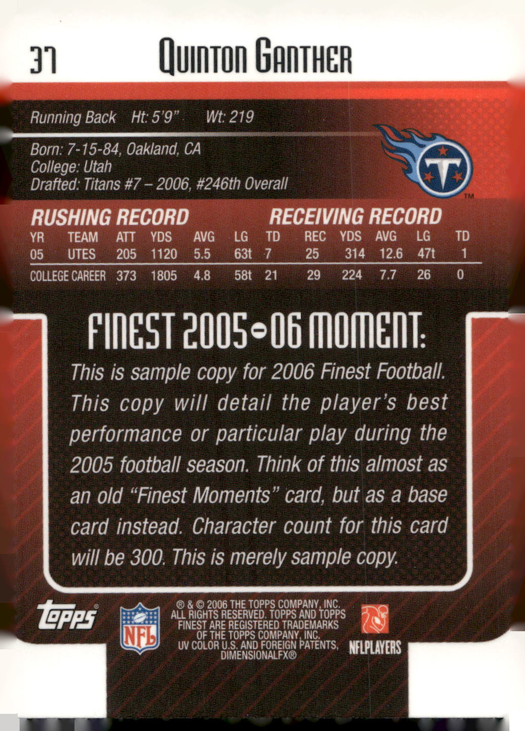 2006 Finest #37 Quinton Ganther