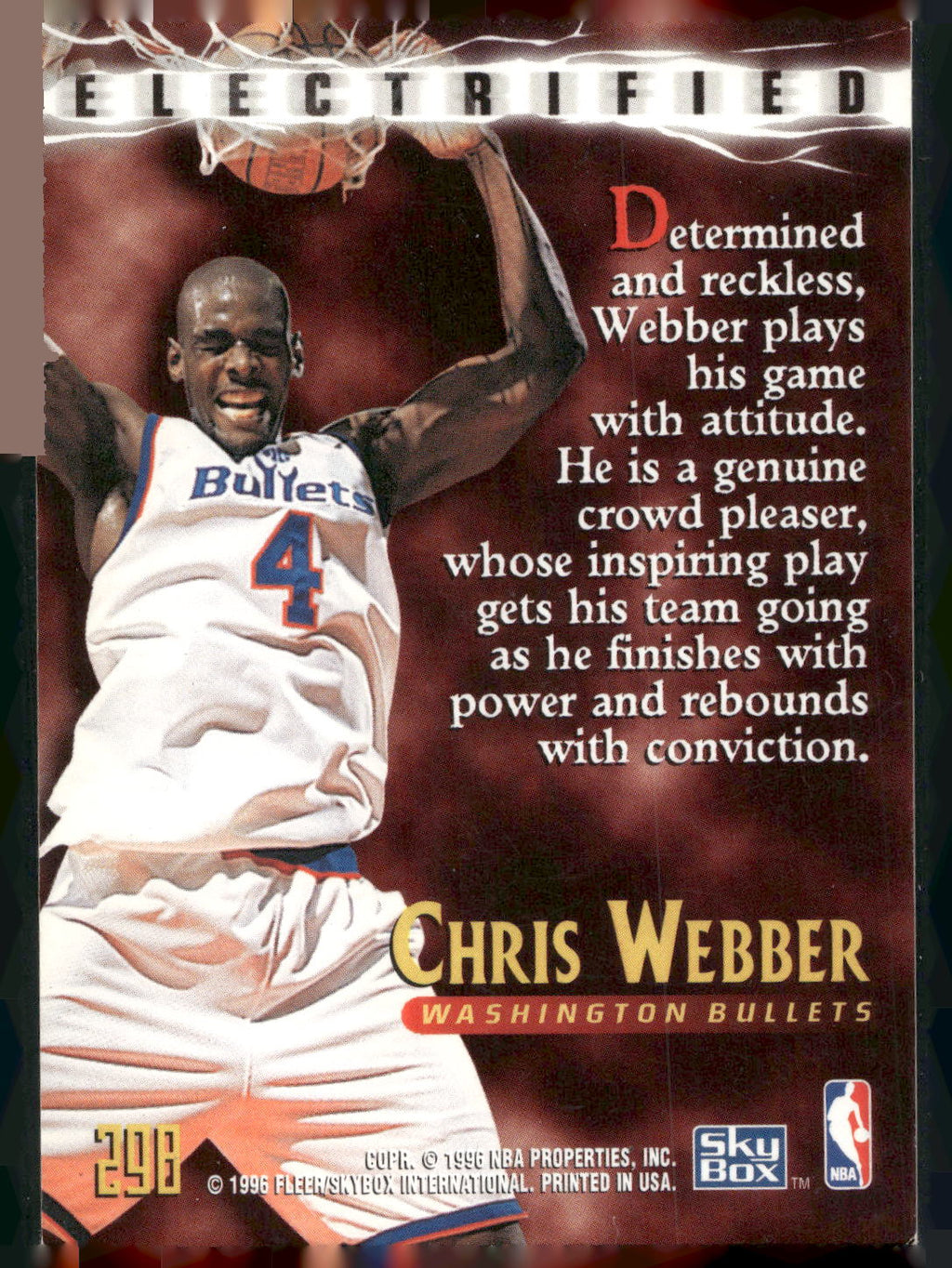 1995-96 SkyBox Premium #298 Chris Webber
