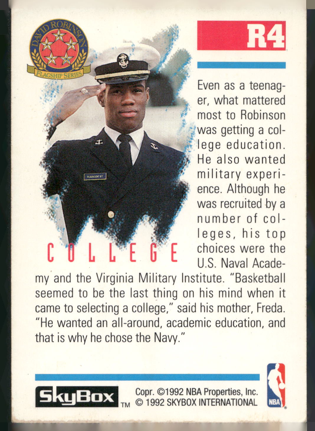 1992-93 SkyBox #R4 David Robinson David Robinson Flagship Series