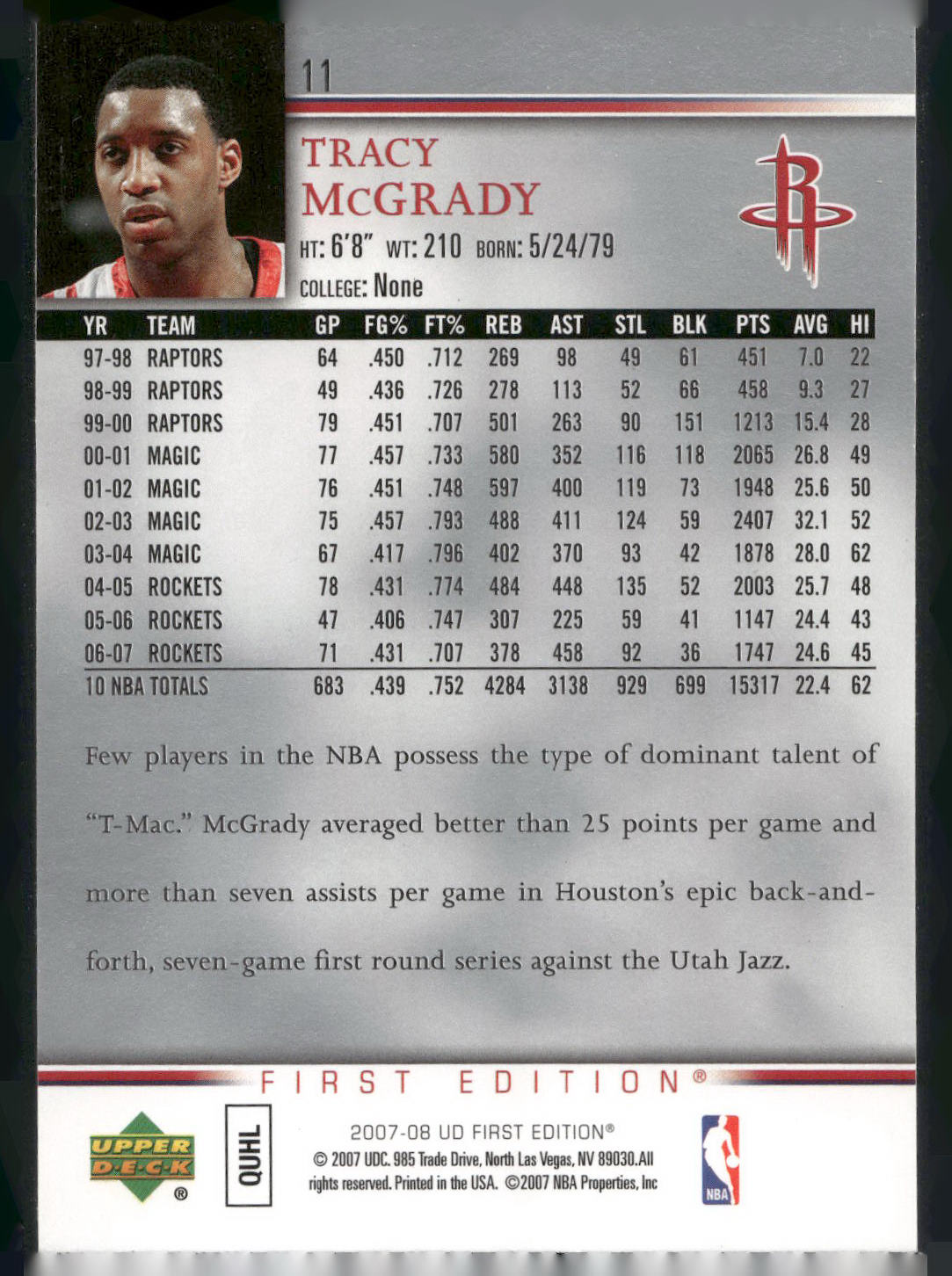 2007-08 Upper Deck First Edition #11 Tracy McGrady