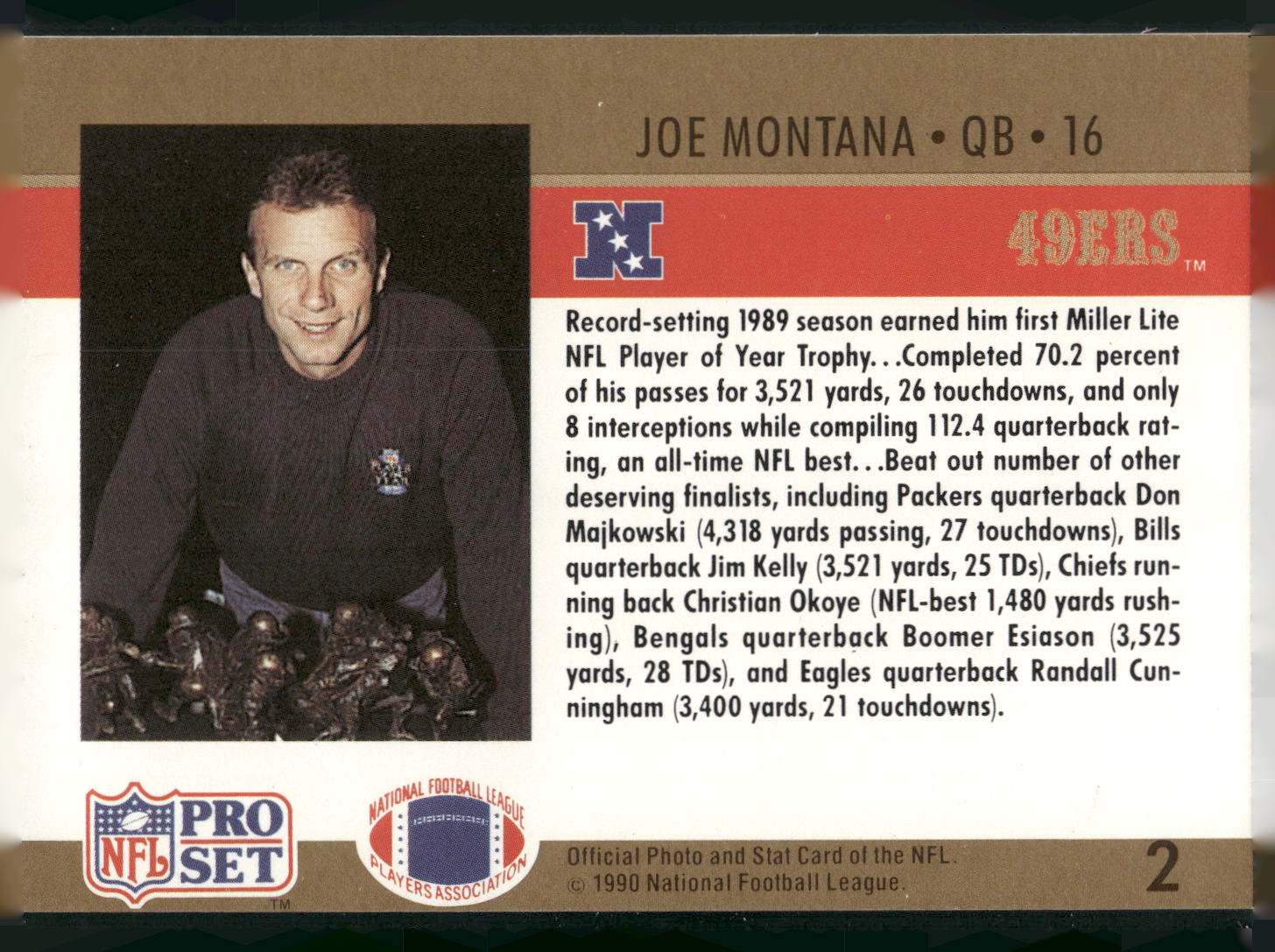 1990 Pro Set #2a Joe Montana