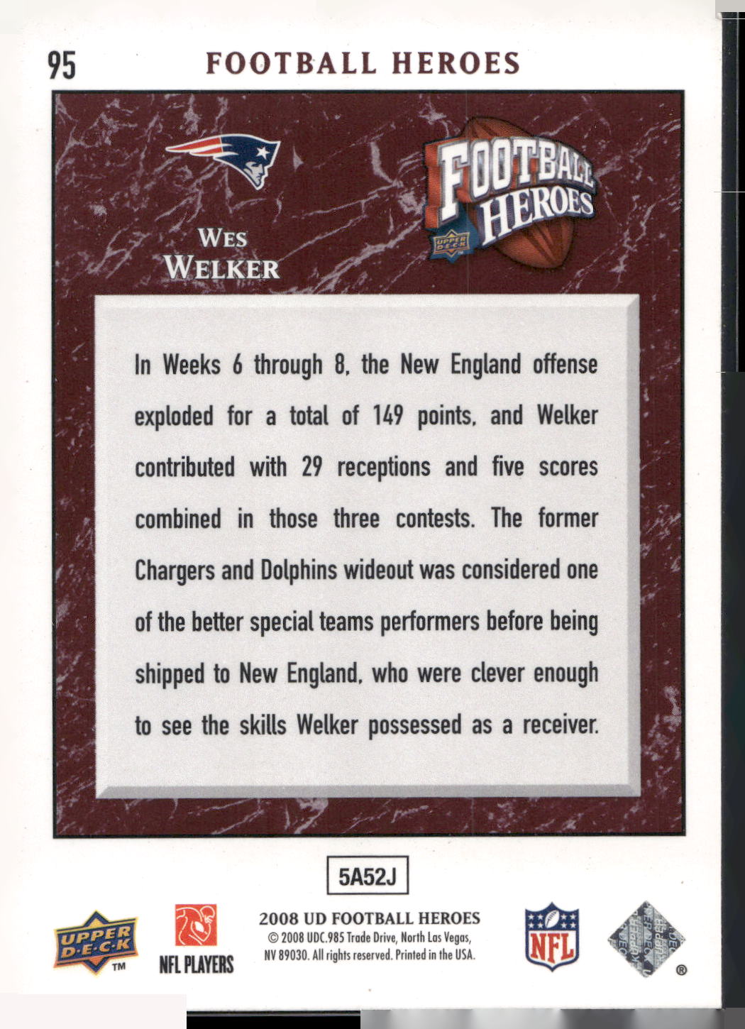 2008 Upper Deck Heroes #95 Wes Welker