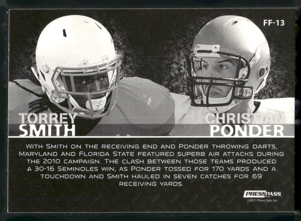 2011 Press Pass #FF-13 Torrey Smith / Christian Ponder Face to Face