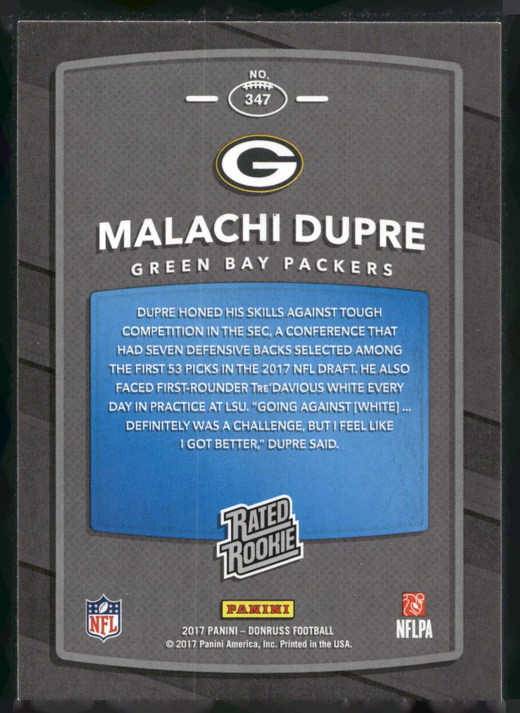 2017 Donruss #347 Malachi Dupre