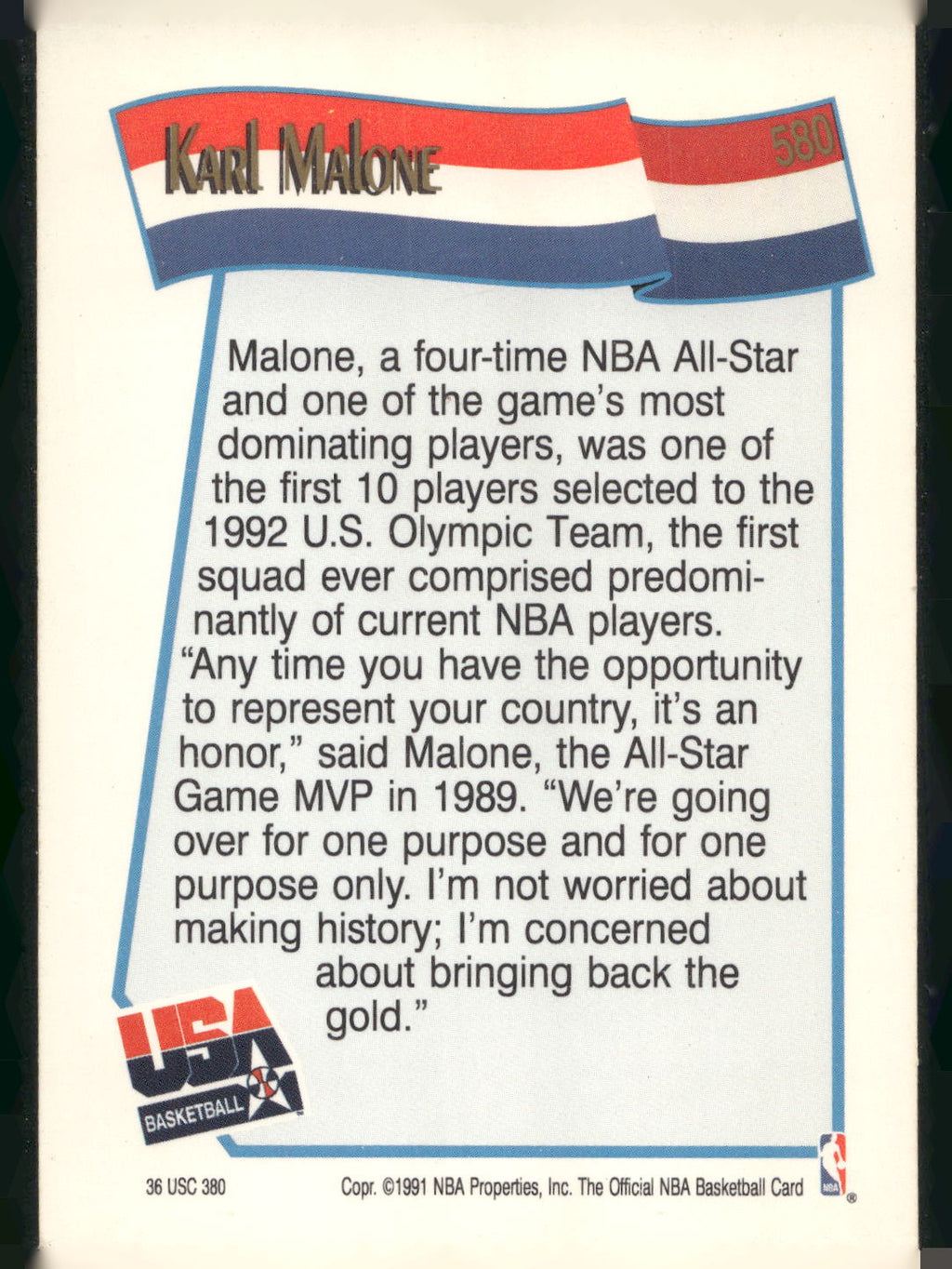 1991-92 Hoops #580 Karl Malone