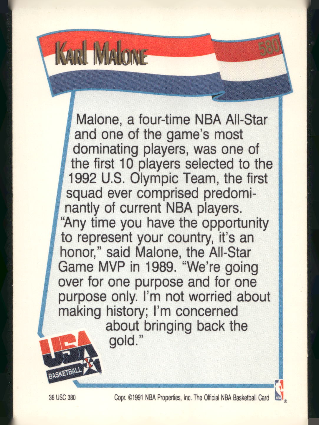 1991-92 Hoops #580 Karl Malone