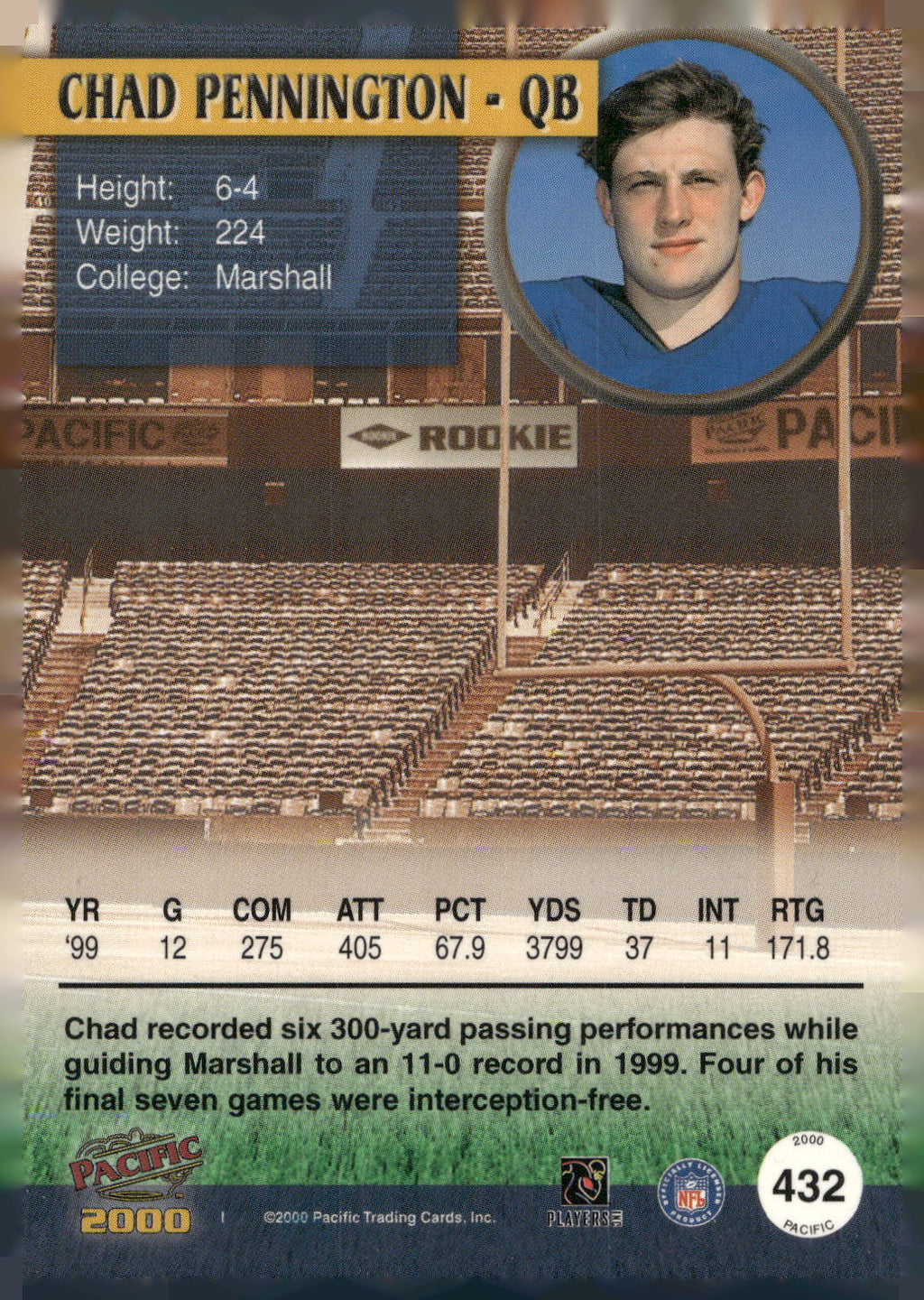 2000 Pacific #432 Chad Pennington