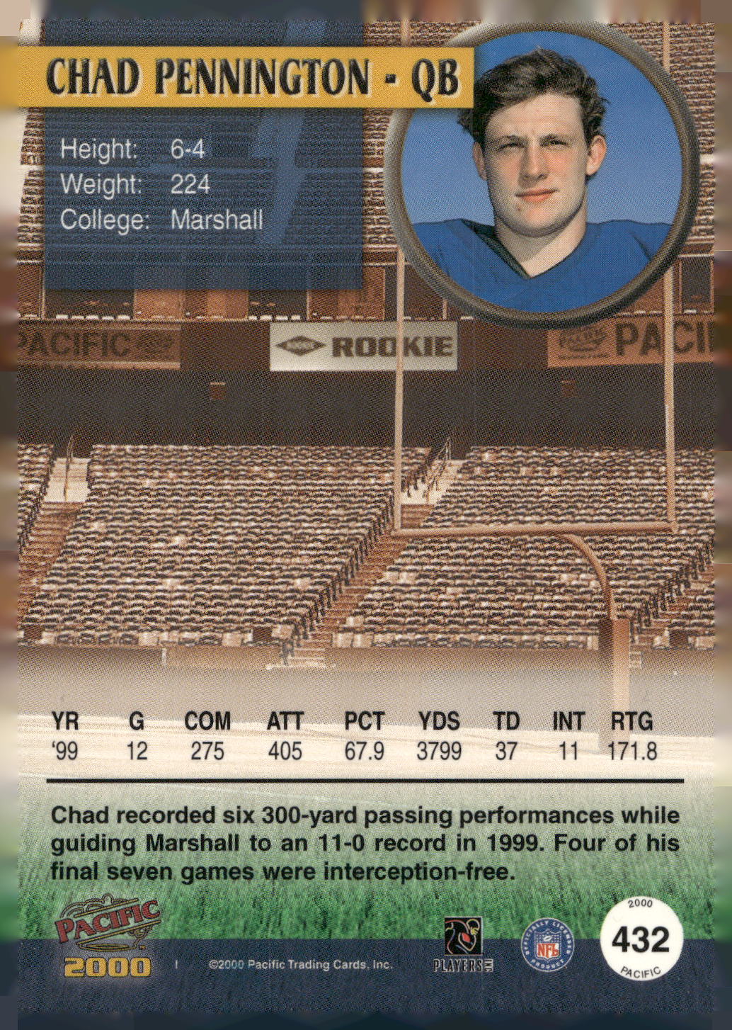 2000 Pacific #432 Chad Pennington