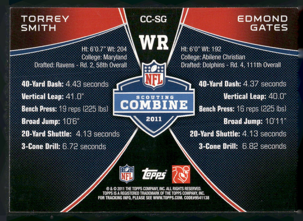 2011 Topps Rising Rookies #CC-SG Torrey Smith / Edmond Gates Combine Competition
