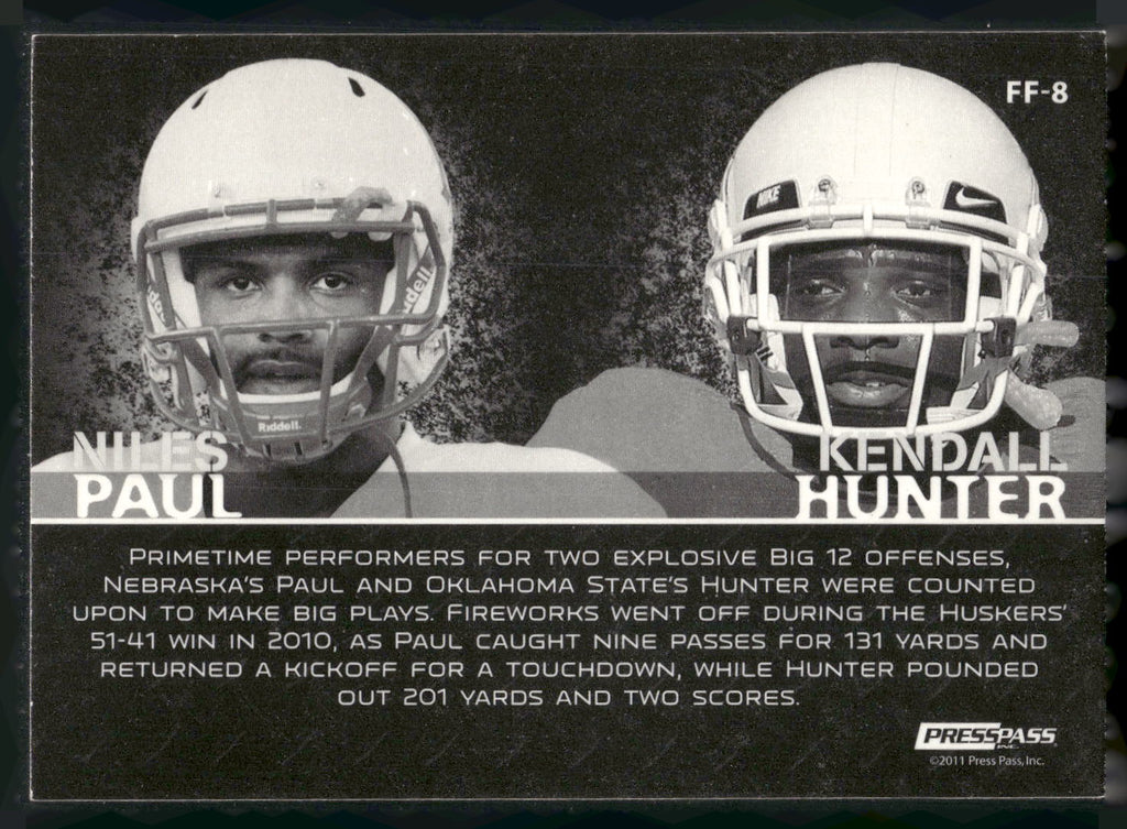 2011 Press Pass #FF-8 Niles Paul / Kendall Hunter Face to Face