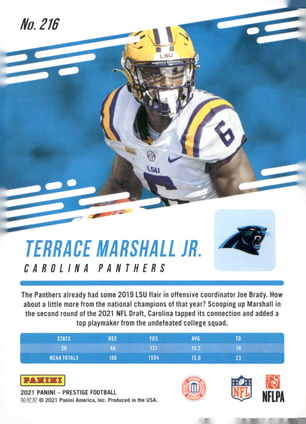 2021 Panini Prestige #216 Terrace Marshall Jr.