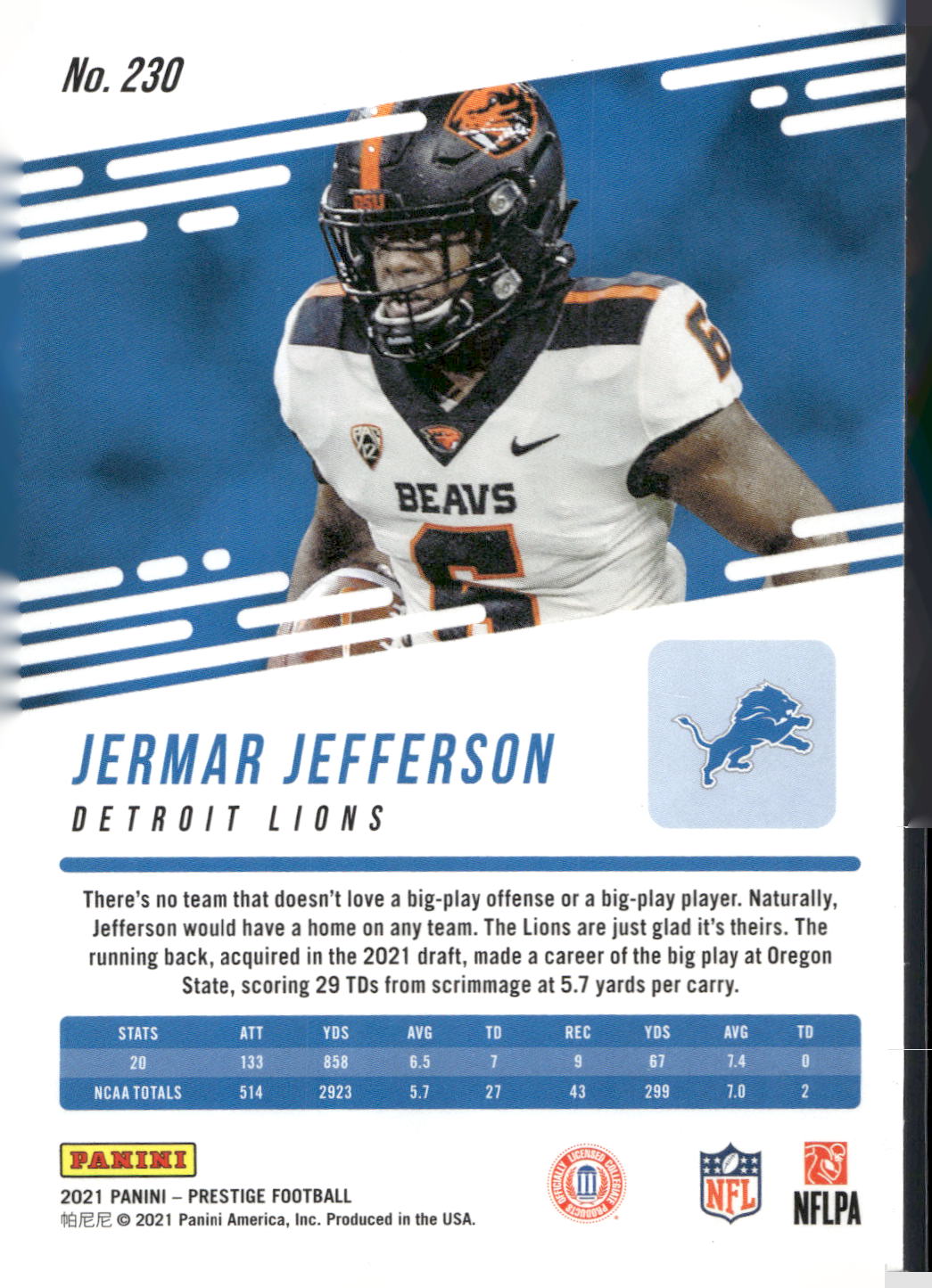 2021 Panini Prestige #230 Jermar Jefferson