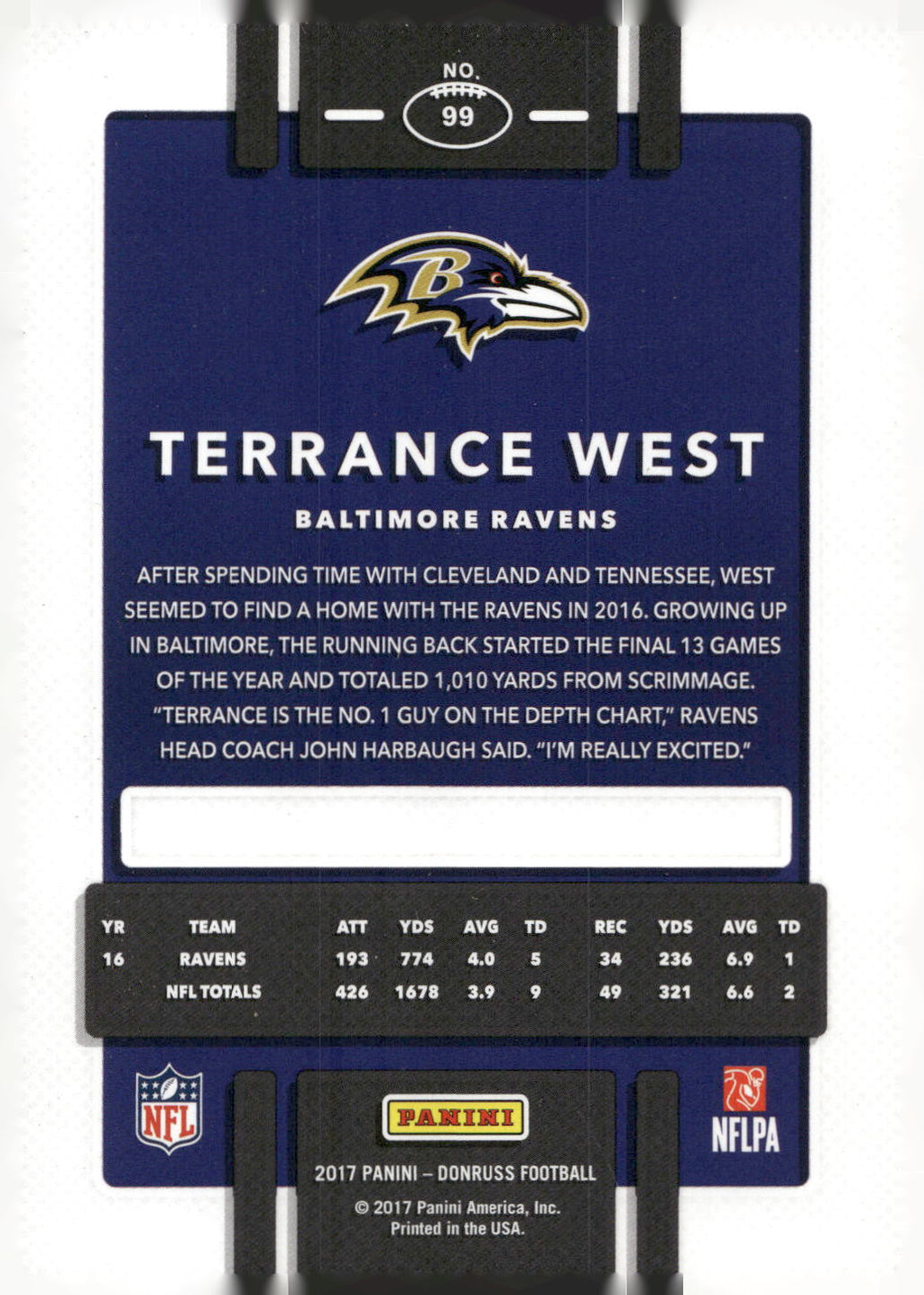 2017 Donruss #99 Terrance West