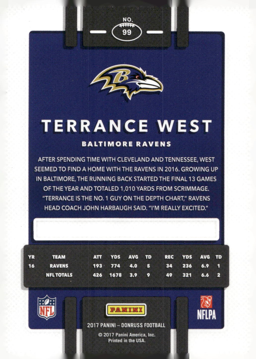 2017 Donruss #99 Terrance West