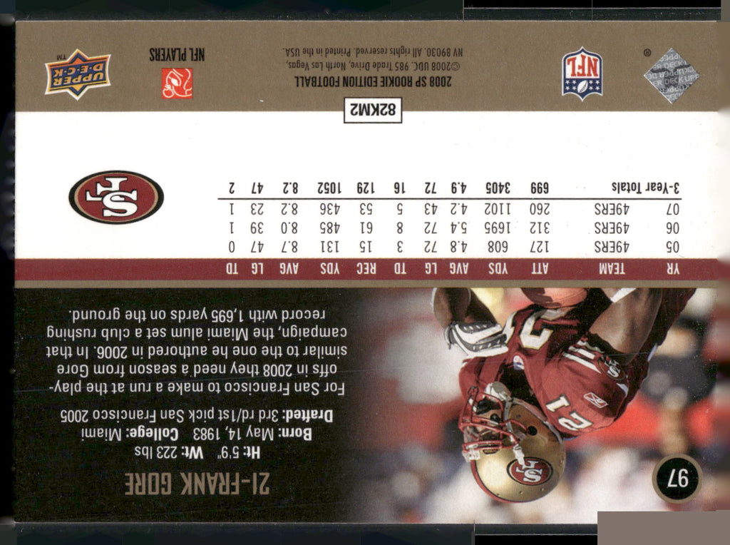 2008 SP Rookie Edition #97 Frank Gore