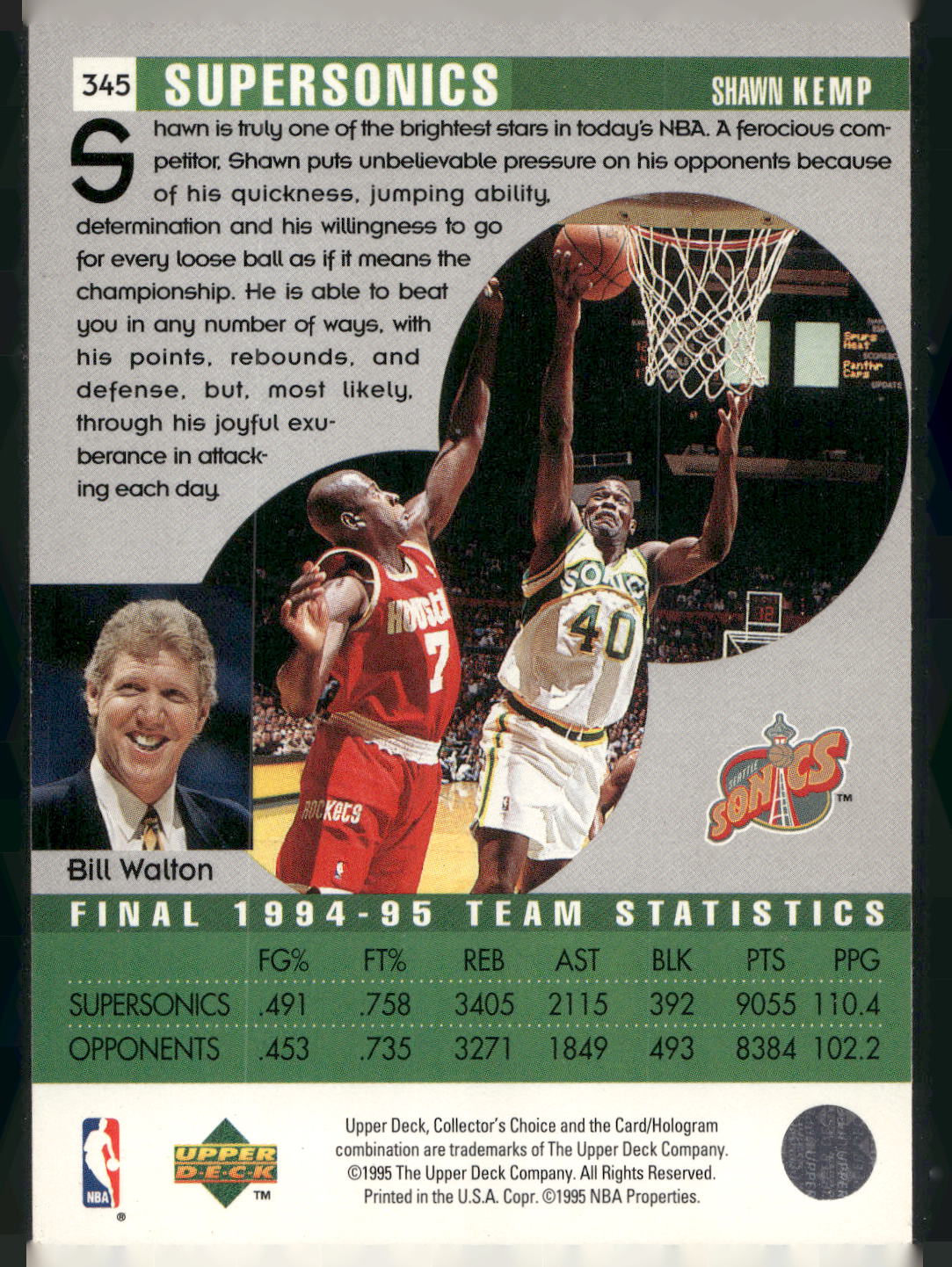 1995-96 Collector's Choice #345 Shawn Kemp