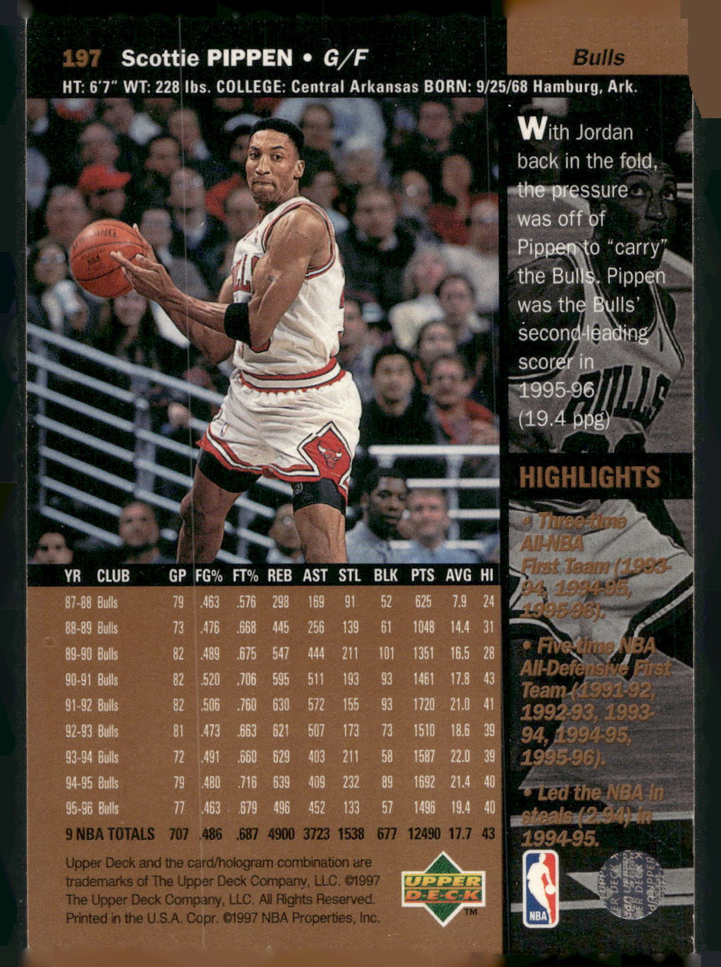 1996-97 Upper Deck #197 Scottie Pippen