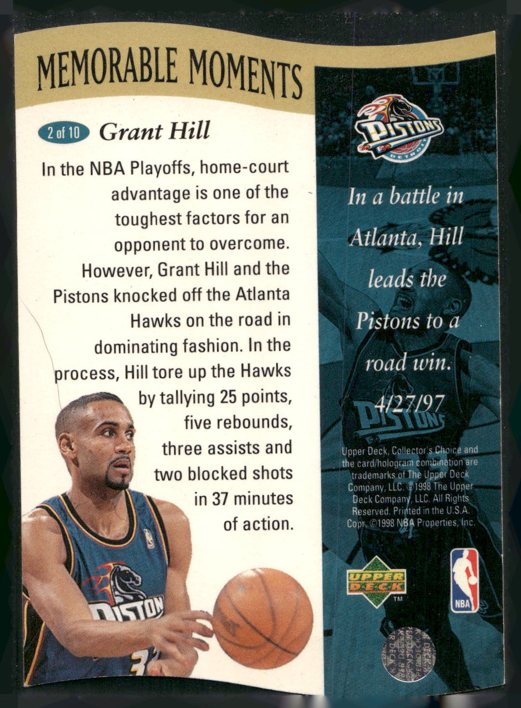 1997-98 Collector's Choice #2 Grant Hill Memorable Moments
