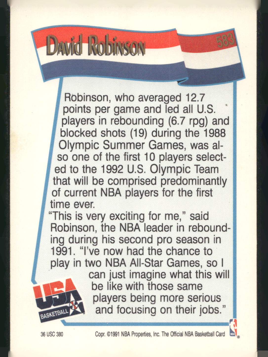 1991-92 Hoops #583 David Robinson