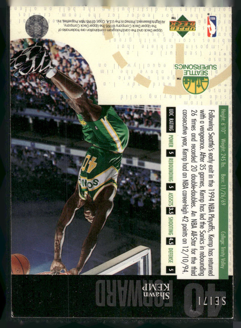 1994-95 Upper Deck #SE171 Shawn Kemp Special Edition