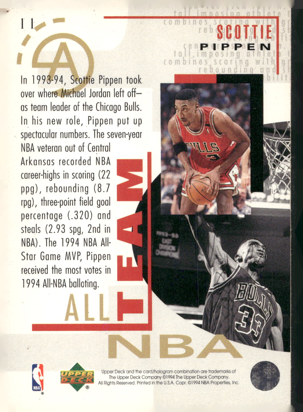 1994-95 Upper Deck #11 Scottie Pippen