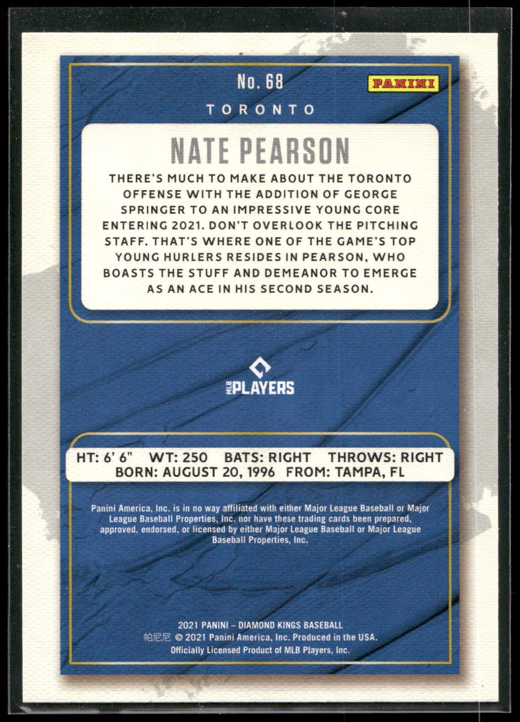 2021 Panini Diamond Kings #68 Nate Pearson