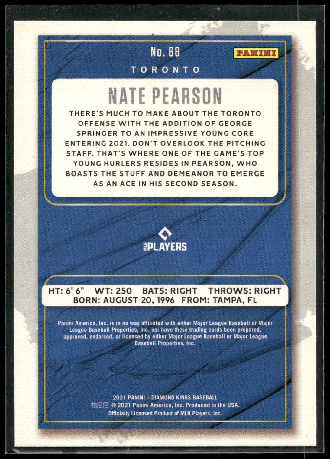 2021 Panini Diamond Kings #68 Nate Pearson